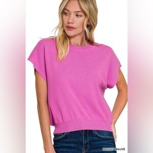 Zenana  Bright Mauve Round Neck Sleveless Super Soft Sweater-like NWOT